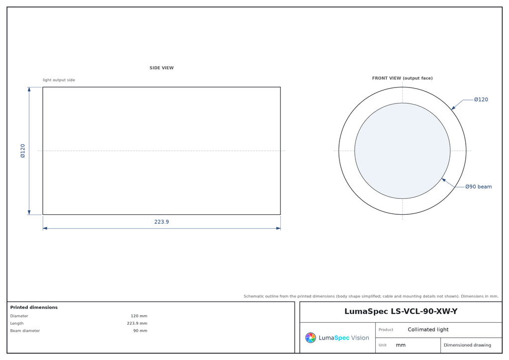 LS-VCL-90-XW-Y dimensions (mm)