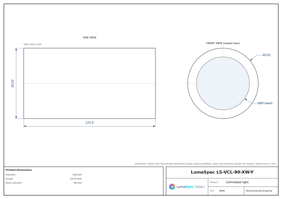 LS-VCL-90-XW-Y dimensions (mm)